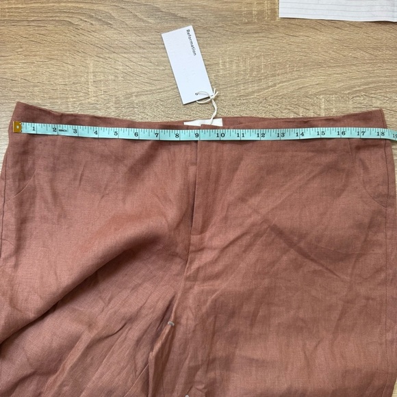 NWT Reformation Vida Linen Low Rise Pant Straight Leg Mink 10 - Picture 10 of 15